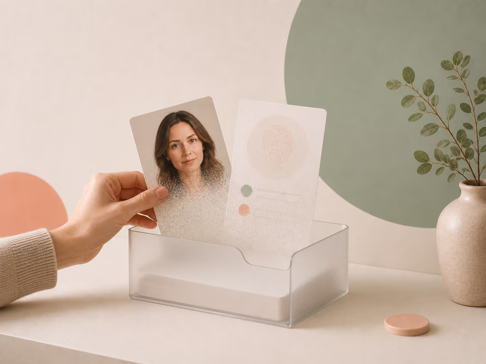 An adult hand clearing a portrait and report card into a privacy drawer