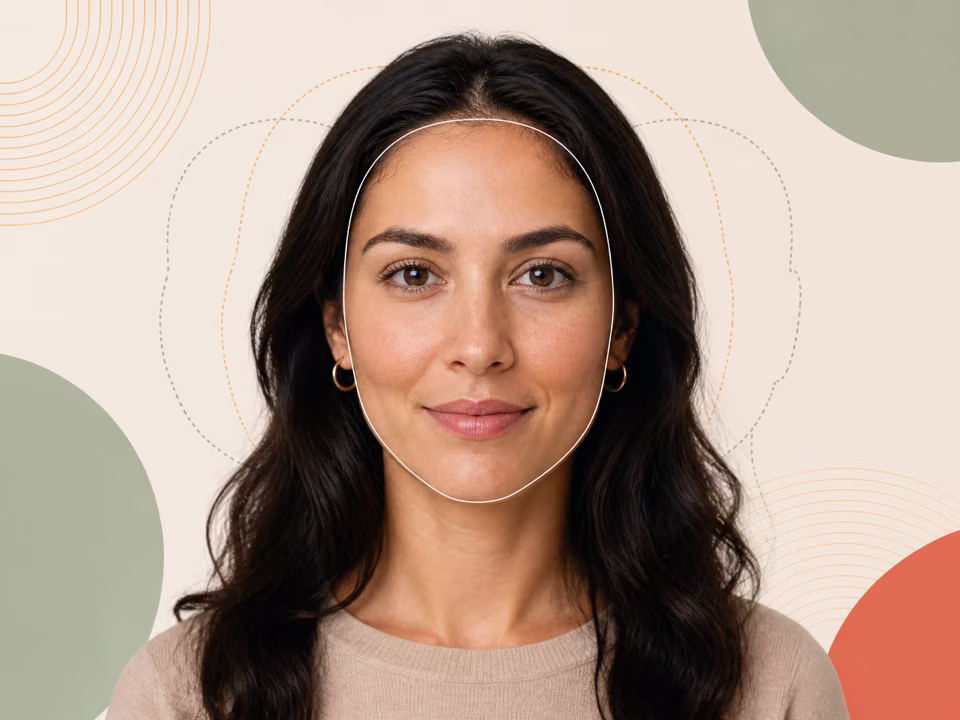 Adult portrait with face-shape contour outlines