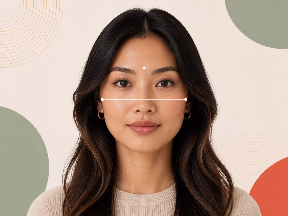 Adult portrait with facial width-to-height ratio measurements