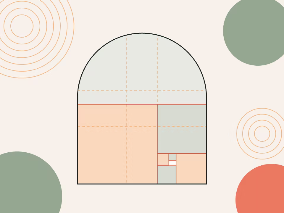 Adult portrait with a golden-ratio grid overlaid on it
