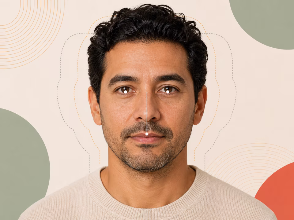 Adult portrait with midface width and height measurements