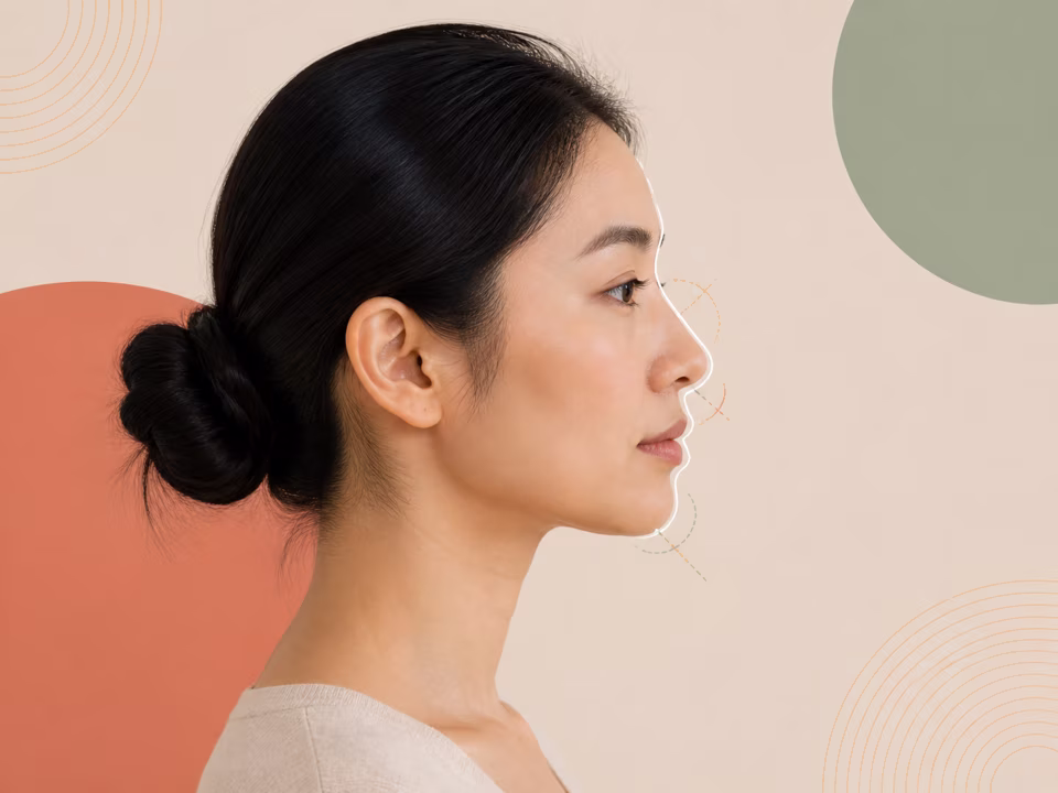 Adult side profile with facial angle and contour guides